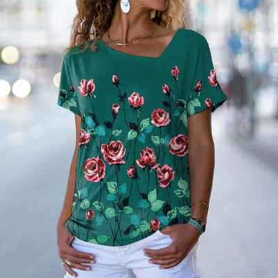 Tricouri de vară pentru femei, cu decolteu în V, cu imprimeu grafic, cu mâneci scurte, pentru femei, 5xl, largi, florale, haioase, tricou casual 2022