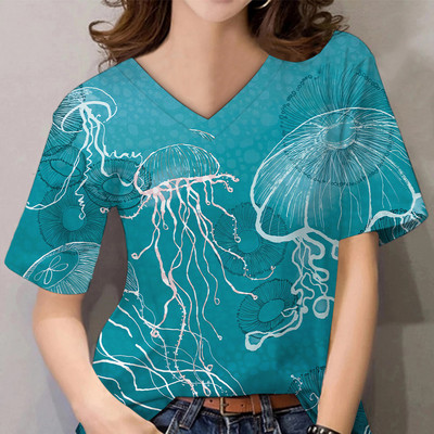 Tricouri de vară pentru femei, cu decolteu în V, cu imprimeu grafic, cu mâneci scurte, pentru femei, 5xl, largi, florale, haioase, tricou casual 2022