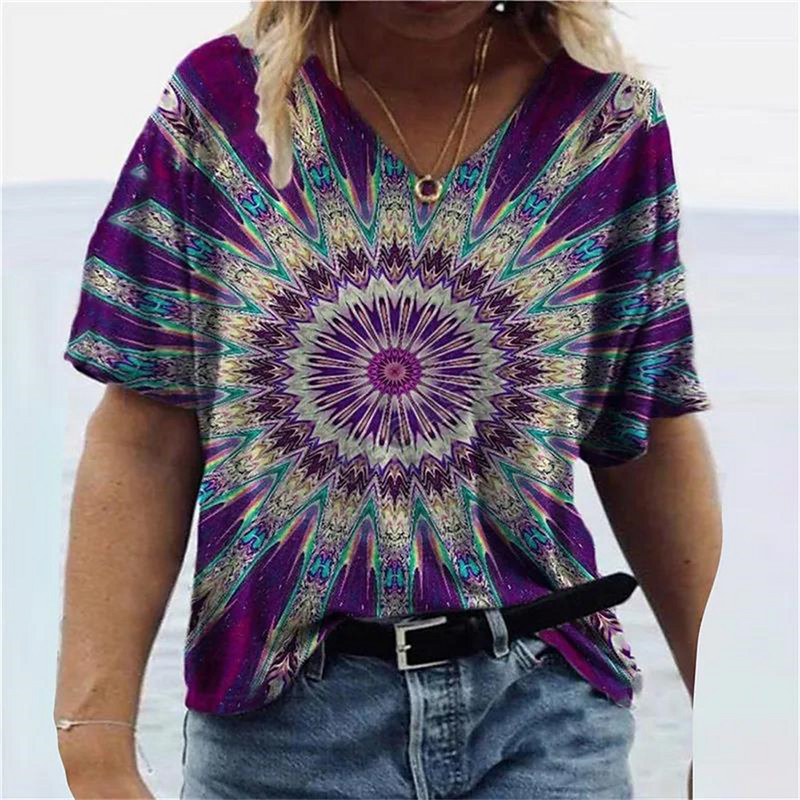 Tricouri de vară pentru femei, cu decolteu în V, cu imprimeu grafic, cu mâneci scurte, pentru femei, 5xl, largi, florale, haioase, tricou casual 2022