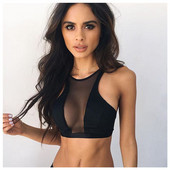 Naiste mood, varrukateta vestiga püksid Naiste seksikad õõnsad vaatenurgast kärbitud topid Võrklõngast splicing mustad seksikad makitopid