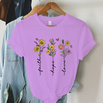 Faith Hope Love Vintage Boho T-särgid Naiste Kristlikud T-särgid Lühikeste varrukatega Trendikas T-särk Topid Naiste Religioossed Faith T-särgid