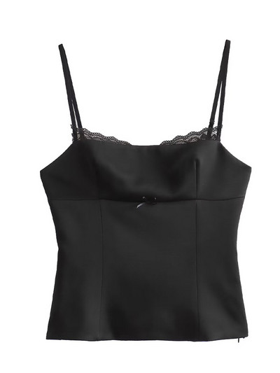 Willshela Ženska moda bez leđa, čipkasti porub sa strane, kamisol s patentnim zatvaračem Vintage tanke naramenice s četvrtastim izrezom Ženske šik ženske majice