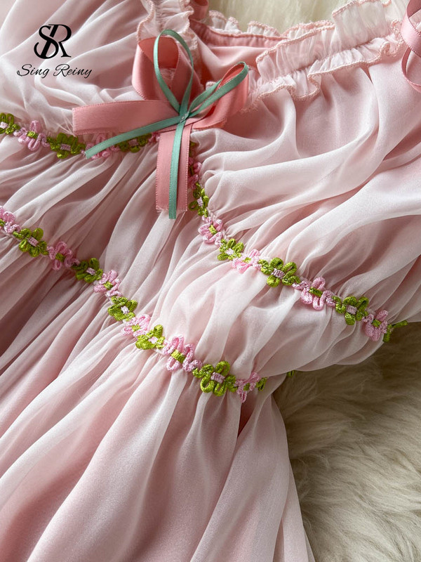 SINGREINY Volane Sexy Femei Rochie de Plajă Vara 2022 Floare Subțire Fără Spate Gât în V Fermoar Vacanță Doamnă A Line Rochii Lungi