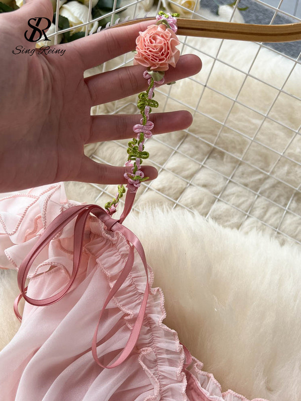 SINGREINY Volane Sexy Femei Rochie de Plajă Vara 2022 Floare Subțire Fără Spate Gât în V Fermoar Vacanță Doamnă A Line Rochii Lungi