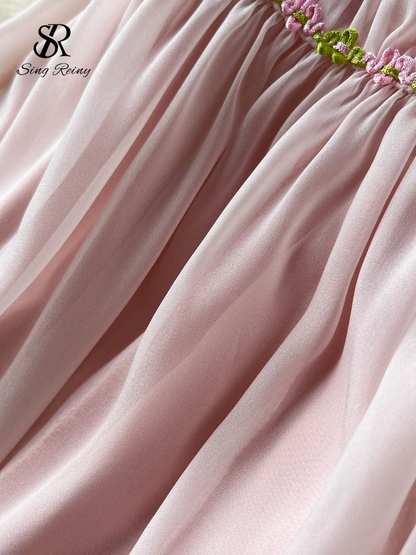 SINGREINY Volane Sexy Femei Rochie de Plajă Vara 2022 Floare Subțire Fără Spate Gât în V Fermoar Vacanță Doamnă A Line Rochii Lungi