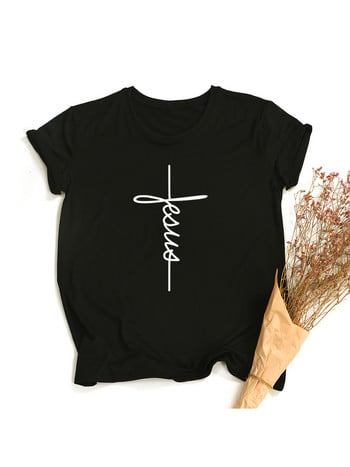 Jesus Cross Print Дамска тениска Christian Tops Harajuku Faith Love Hope Graphic Tees Женски тениски Ежедневни тениски Camisetas Mujer