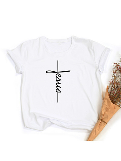 Ženska majica s printom Isusovog križa Kršćanske majice Harajuku Faith Love Hope Graphic Tees Ženske majice kratkih rukava Ležerne majice Camisetas Mujer
