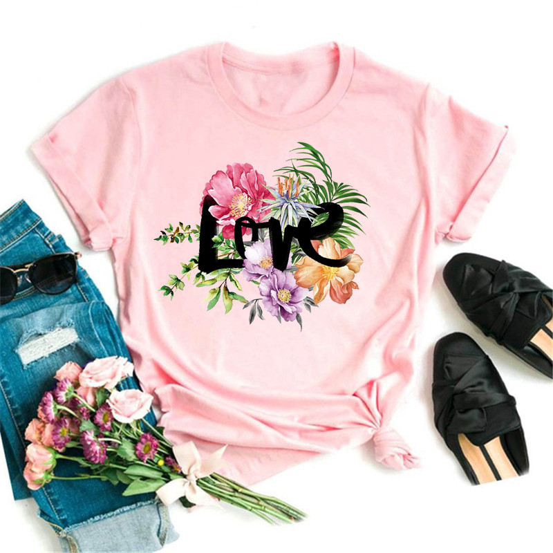 Νέο γυναικείο μπλουζάκι 3D χρυσό γράμμα αγάπης εμπριμέ μπλουζάκι Γυναικείο κοντομάνικο Top Girl Μαύρο Γυναικείο μπλουζάκι casual