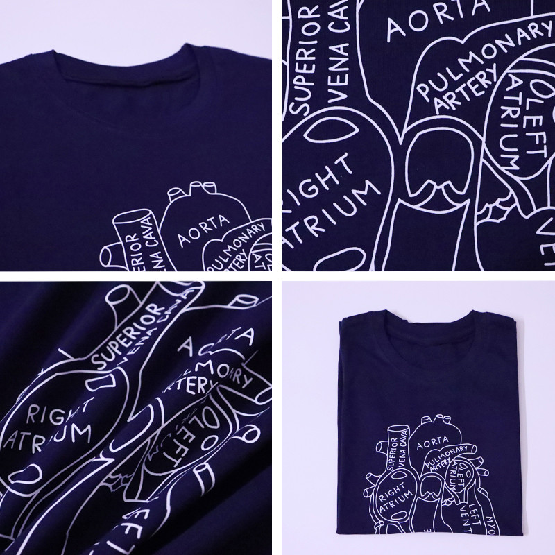 Minimalistlik anatoomiline südamega T-särk Esteetiline naiste kardioloogi õe T-särk Naljakas anatoomia Graafiline täiskasvanute T-särk top