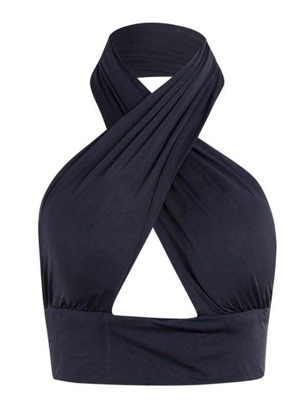 Ženski kratki prsluk s remenom preko prednje strane, izrezom s halterom bez rukava i bez leđa, Ljetna seksi majica s majicama S-XL