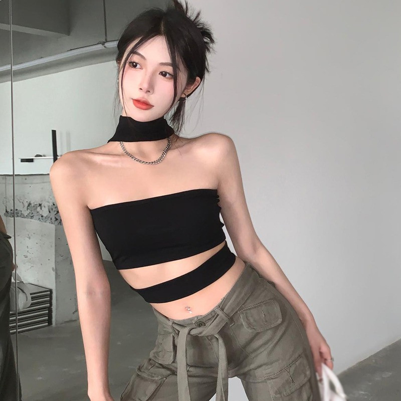 Karcsú, szexi ujjatlan nyári női büfé egyszínű, szabad köldökös női ruha felsők, női 2024