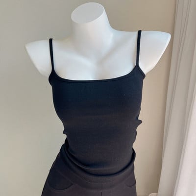 Curea de umăr subțire cu gât pătrat în stil francez Top sexy Îmbrăcăminte pentru femei Vestă casual colorată S-2XL
