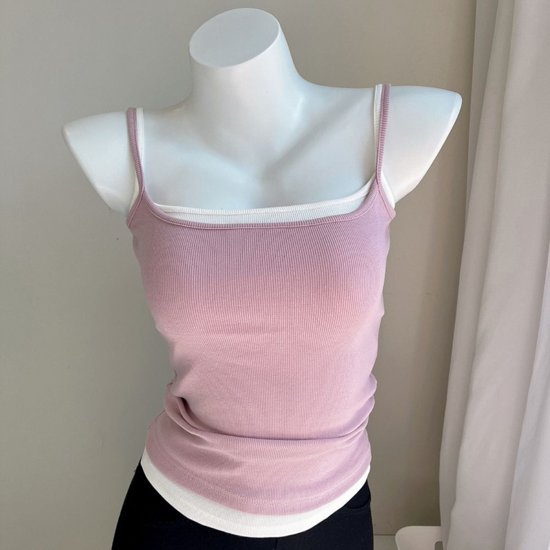 Curea de umăr subțire cu gât pătrat în stil francez Top sexy Îmbrăcăminte pentru femei Vestă casual colorată S-2XL