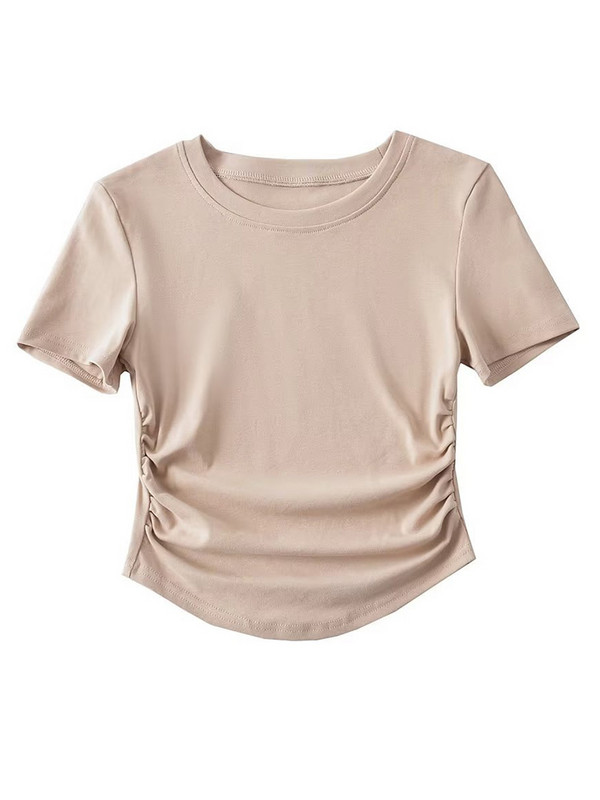 2024-es Harajuku Női Crew nyakú, rövid ujjú pamut pólók rovátkolt oldalakkal