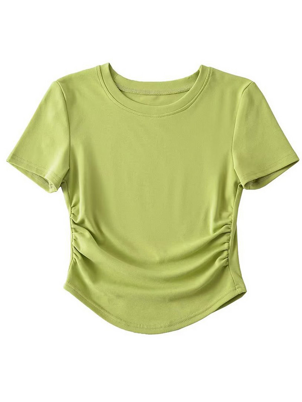 2024-es Harajuku Női Crew nyakú, rövid ujjú pamut pólók rovátkolt oldalakkal