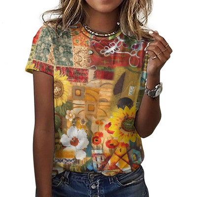 Tricou cu flori de floarea-soarelui la modă, cu imprimeu 3D, pentru femei, îmbrăcăminte de stradă, ocazional supradimensionat, tricou cu mânecă scurtă, Harajuku, pentru copii, tricouri, haine