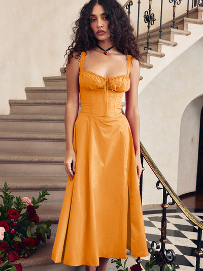 Avrilyaan Seksi haljina s otvorenim ramenima i cvjetnim printom za žene Visoko podijeljene elegantne duge haljine bez leđa Ljetna haljina Vestidos