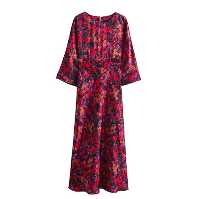 TRAF haljine s cvjetnim uzorkom za žene Jesen 2023. Midi haljina Ženske duge haljine za zabave Ženska vintage ženska haljina