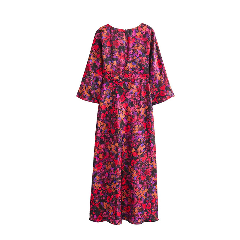 TRAF haljine s cvjetnim uzorkom za žene Jesen 2023. Midi haljina Ženske duge haljine za zabave Ženska vintage ženska haljina