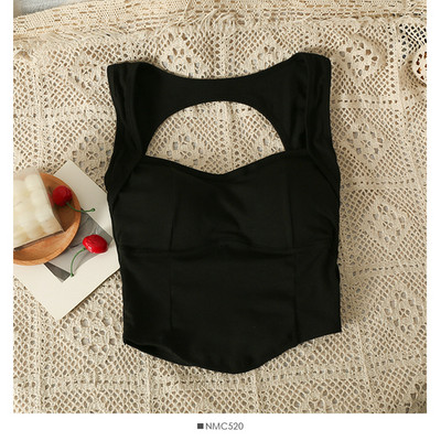 Szexi vékony, női felsők Elegáns, fűszeres, négyzet alakú galléros lány, női akasztók és camis redőzött felső, beépített melltartó Dropshipping