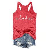 Aloha sporta topi Hello Hawaiian Tops Sieviešu Burtu Brīvdienas Pludmale Sieviešu Apģērbs Treniņš Sporta Tops Joga Sieviešu Tanks