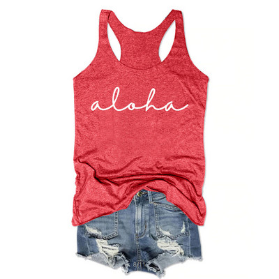 Aloha sporta topi Hello Hawaiian Tops Sieviešu Burtu Brīvdienas Pludmale Sieviešu Apģērbs Treniņš Sporta Tops Joga Sieviešu Tanks