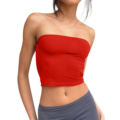 Sieviešu topi bez siksnām Apgriezti topi Pamata bez atzveltnes bez piedurknēm Bandeau Jauki vasaras tērpi Sexy Solid Tops топ женский Crop Tops