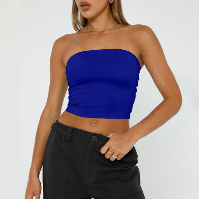 Női pánt nélküli felsők Crop felsők Basic hát nélküli ujjatlan bandeau aranyos nyári ruhák szexi tömör felsők топ женский Crop Top