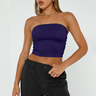 Női pánt nélküli felsők Crop felsők Basic hát nélküli ujjatlan bandeau aranyos nyári ruhák szexi tömör felsők топ женский Crop Top