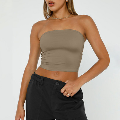 Női pánt nélküli felsők Crop felsők Basic hát nélküli ujjatlan bandeau aranyos nyári ruhák szexi tömör felsők топ женский Crop Top