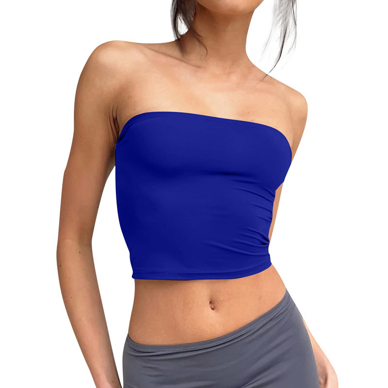 Női pánt nélküli felsők Crop felsők Basic hát nélküli ujjatlan bandeau aranyos nyári ruhák szexi tömör felsők топ женский Crop Top