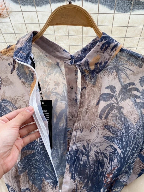 Γυναικείο μακρύ φόρεμα για πάρτι Lusumily Καλοκαιρινά κομψά φορέματα με στάμπα Γυναικεία ψηλόμεση ρετρό μονόστομη ζώνη Vintage μακρύ φόρεμα