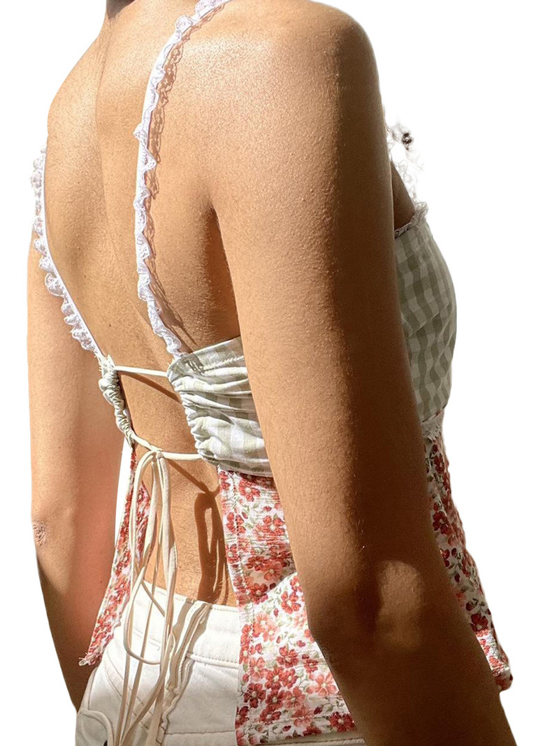 CHQCDarlys Camisole de vară sexy Y2K Cami, cu bretele spaghete, cu garnitură din dantelă, camisole, cu decolteu în V, fără mâneci