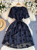 Moda 2024 noi femei rochie elegantă de petrecere ținută de palat rochii elegante cu paiete cu flori pentru femeie vintage fustă prințesă rochie de vară