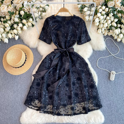 Moda 2024 noi femei rochie elegantă de petrecere ținută de palat rochii elegante cu paiete cu flori pentru femeie vintage fustă prințesă rochie de vară