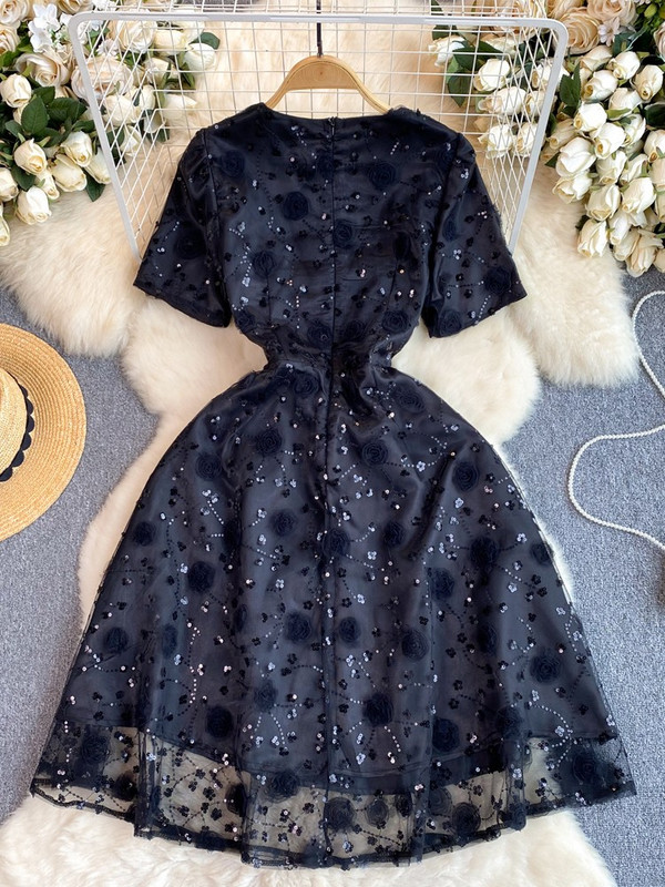 Moda 2024 noi femei rochie elegantă de petrecere ținută de palat rochii elegante cu paiete cu flori pentru femeie vintage fustă prințesă rochie de vară