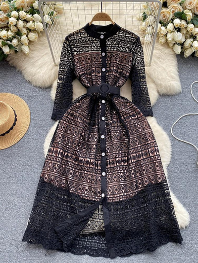 Moda Vară Nouă Rochie Lungă de Petrecere Epocă din Dantela Femei Rochie Elegantă cu Curea Deschizată Rochii Casual de Vacanță Femeie Rochii de Damă