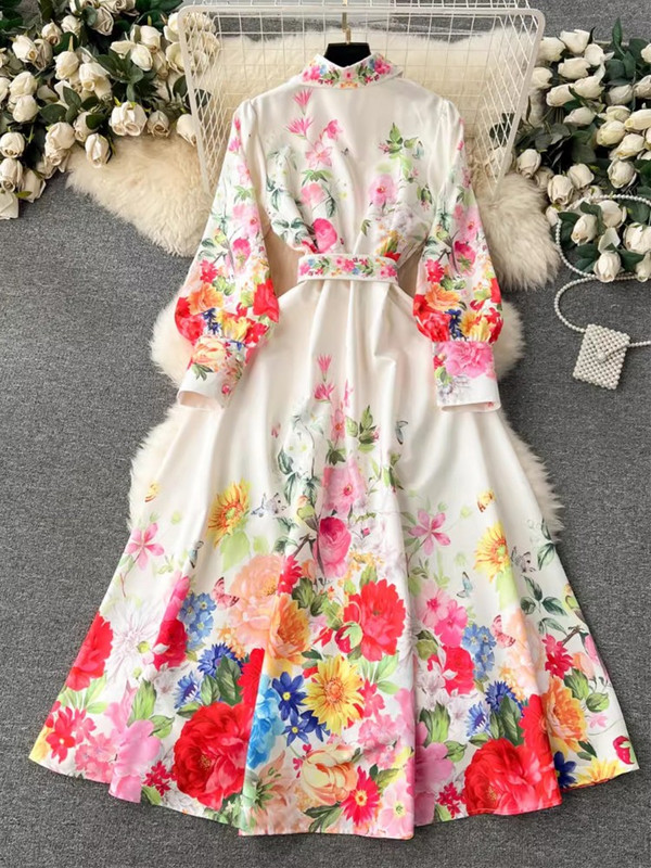 Lusumily duga vintage dvorska haljina, ženska elegantna svečana haljina s cvjetnim printom, novi široki ženski praznični dugi ogrtač, ženski vestidos