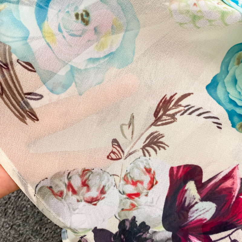 Virágmintás Redőzött, elegáns ujjatlan ruha A-vonalú, magas derekú, V nyakú, tengerparti bulizós ruha Női nyári vintage Vestidos