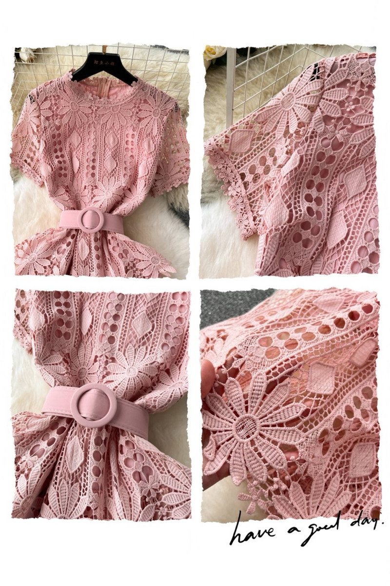 Új divat Új, hosszú csipkés, vintage buliruha Női Elegáns Vágott öves ruha Női ünnepi alkalmi ruhák Lady Vestidos