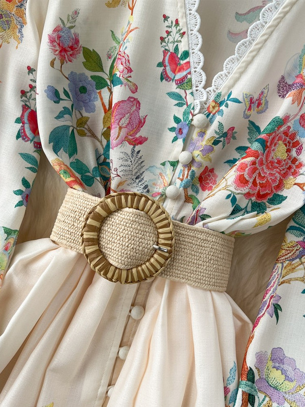 Lusumily New Femei Rochie Lungă Elegantă Vestiment Palat Elegant Manecă Lungă Plajă Rochii din șifon Femei Vintage Rochie lungă de vacanță