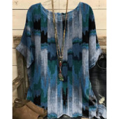 2023 nou guler rotund imprimeu flori top retro pulover vară lejer mâneci scurte tricou supradimensionat tricou modă S-5xl