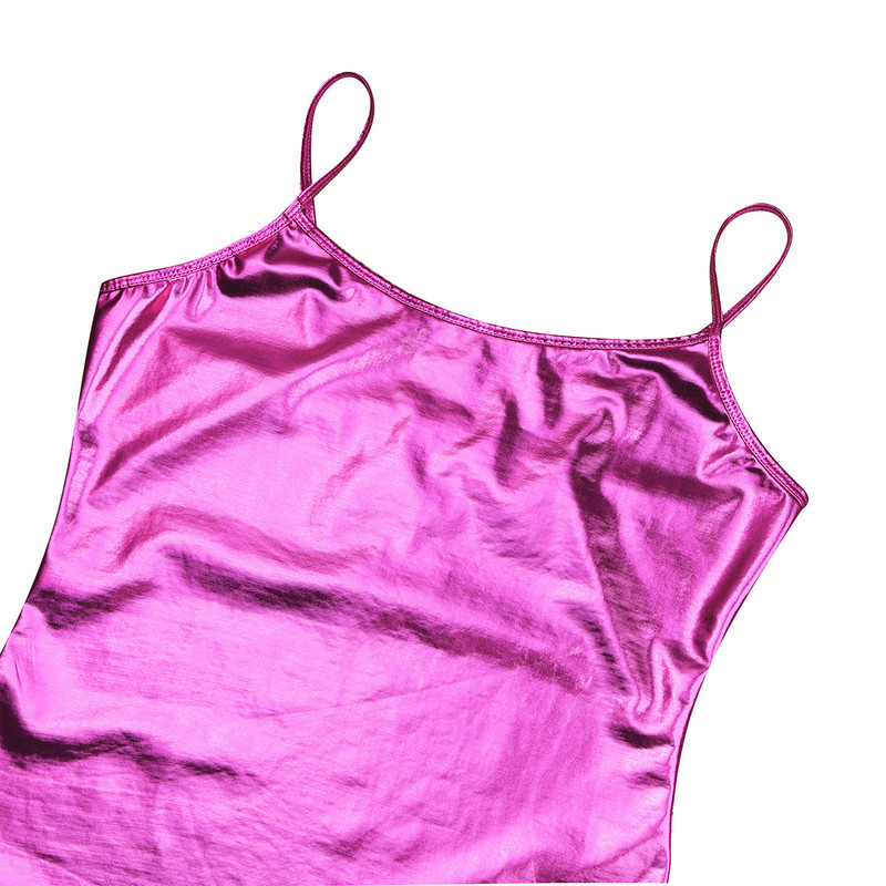 Ženski sjajni lakirani špageti prsluk Top metalik joga plesni hip hop kostim za nastup Klubska odjeća Majica bez rukava