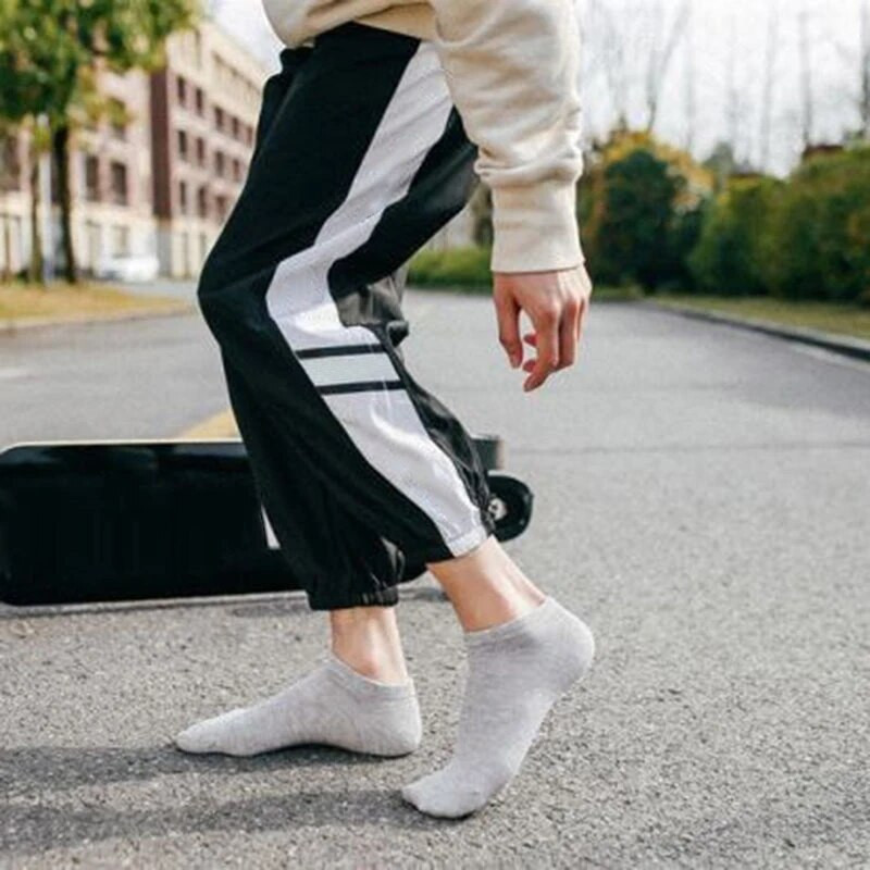 10 porų vyriškos poliesterio valties kojinės Naujo stiliaus juodos baltos pilkos verslo vyriškos kojinės Minkštos kvėpuojančios vasaros vyrams