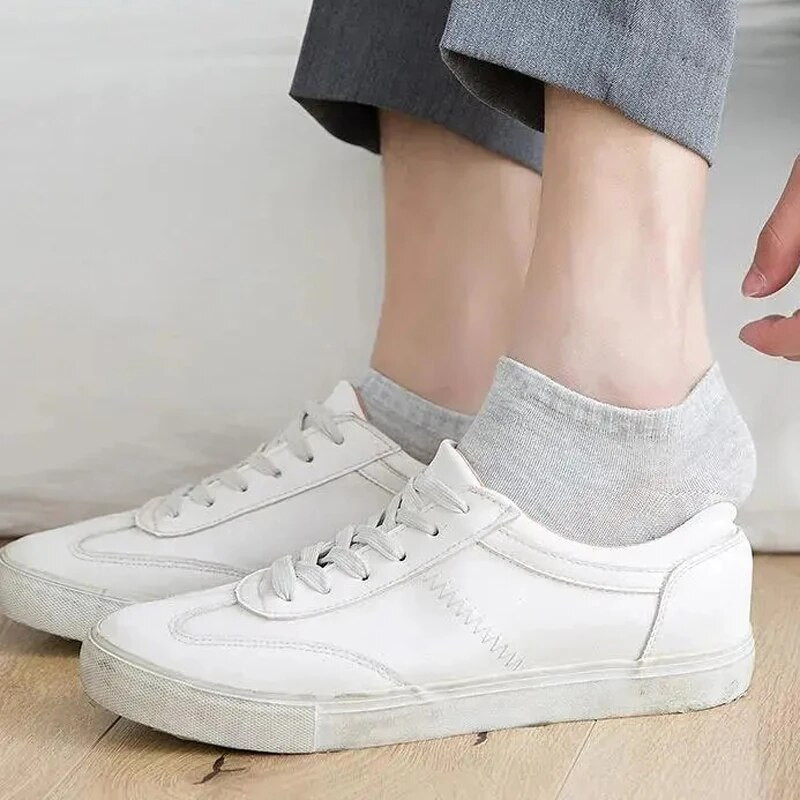 10 porų vyriškos poliesterio valties kojinės Naujo stiliaus juodos baltos pilkos verslo vyriškos kojinės Minkštos kvėpuojančios vasaros vyrams