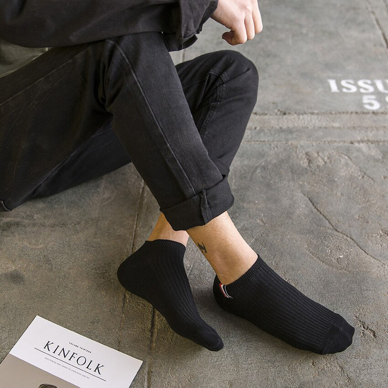 5 poros plonos valties kojinės vasarinės paprastos spalvos vyriškos kasdieninės, kvėpuojančios prakaitą sugeriančios kalibravimo priemonės