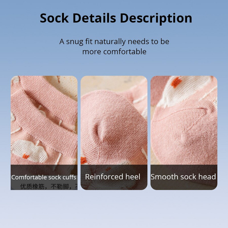 5 ζευγάρια Kawaii Cute Flower τρισδιάστατες κάλτσες αστραγάλου με υφή - Λεπτές γυναικείες κάλτσες σε vintage στυλ