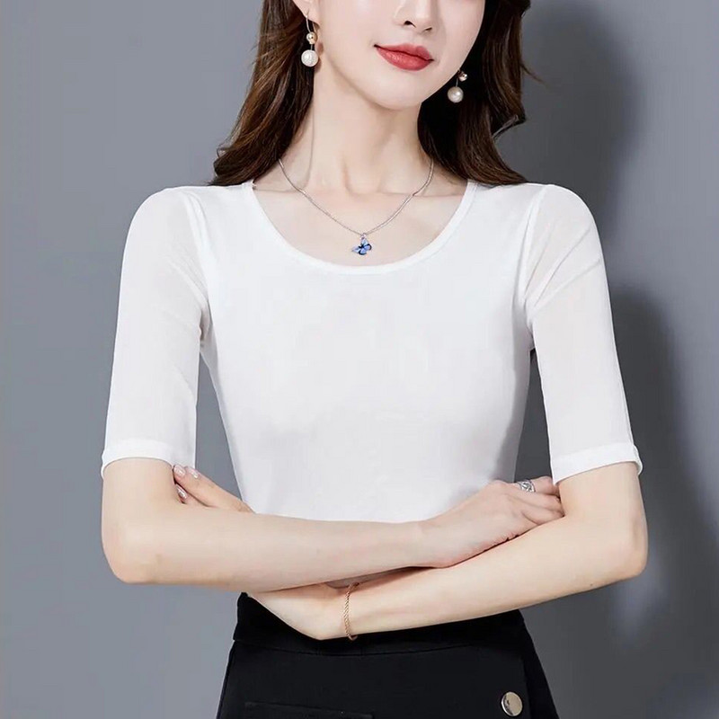 7 boja, veličina S-3XL, šarene mrežaste ženske bluze s O izrezom, prozirne tanke majice kratkih rukava s O izrezom, ženske majice do pola rukava