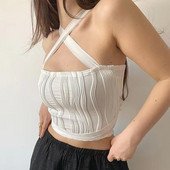 Vestă de damă, sexy, cu un umăr, dublu căptușită, fără cusături, fără spate, fără mâneci, ieșire la modă, crop crop, vestă crop la modă coreeană