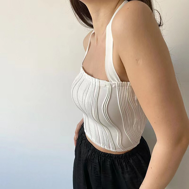 Vestă de damă, sexy, cu un umăr, dublu căptușită, fără cusături, fără spate, fără mâneci, ieșire la modă, crop crop, vestă crop la modă coreeană